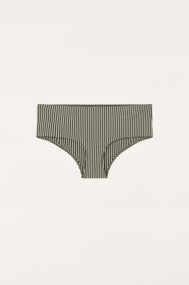 Zara LIMITED EDITION STRIPED BIKINI BOTTOMS - Green - Image 0