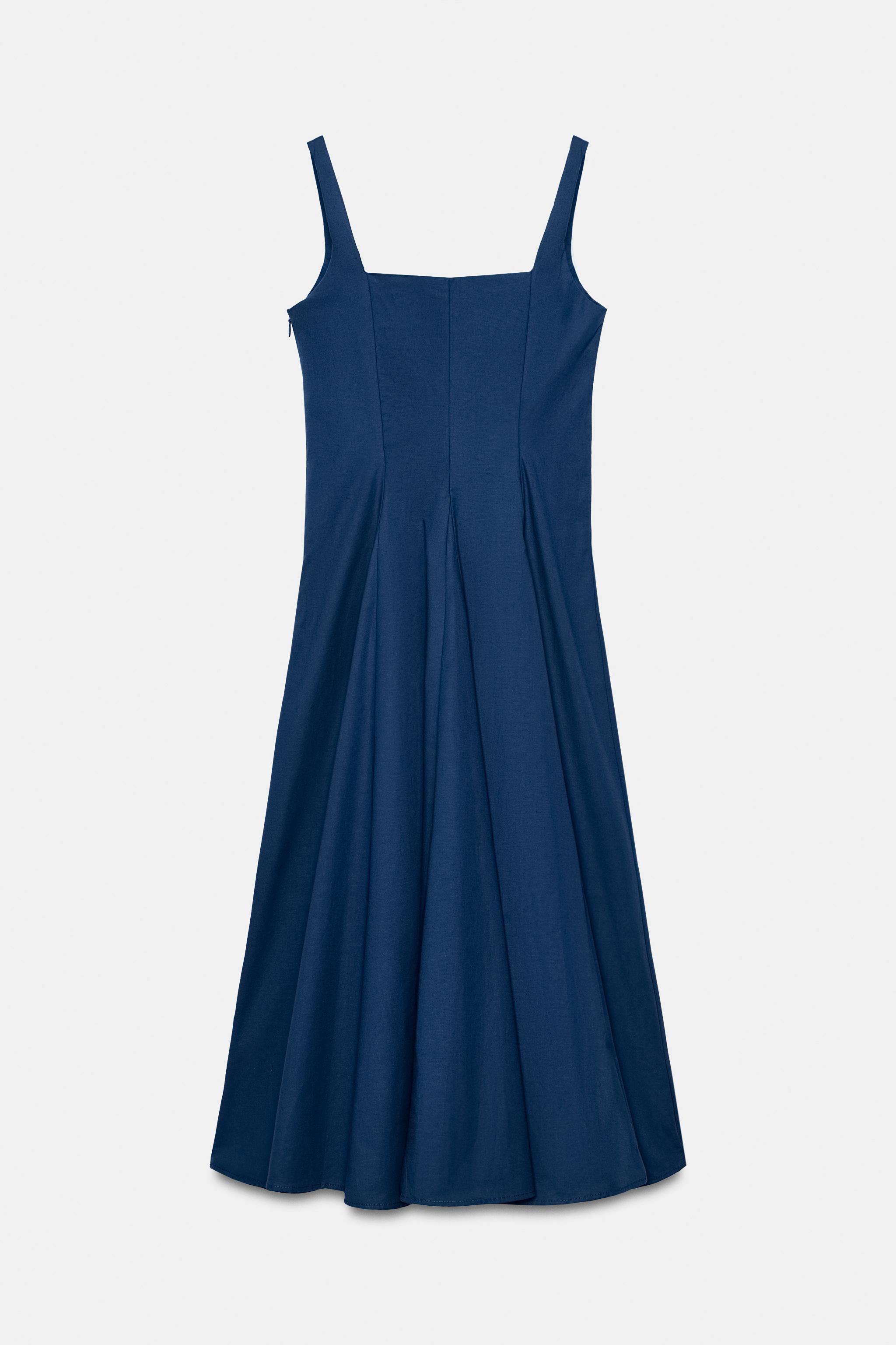 Женские платья Zara POPLIN GODET MIDI DRESS — фото 5