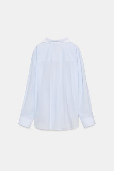 OVERSIZE STRIPED BATWING SLEEVE SHIRT - Blue/White by Zara - Image 4