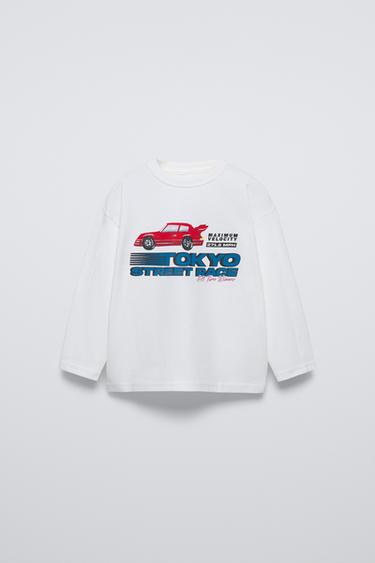 BLUSE MED BIL PRINT - Hvid fra Zara - Billede 0