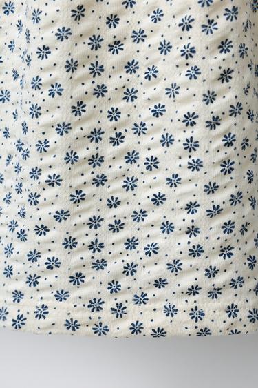 SMOCKED FLORAL PRINT DRESS - Light blue by Zara - Image 3