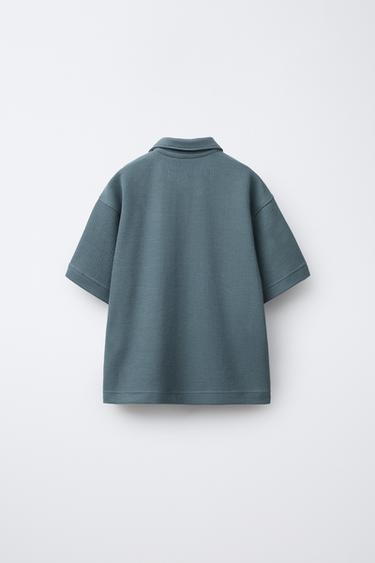 CHEMISE EN MAILLE À TEXTURE - Gris / Bleu de Zara - Image 1