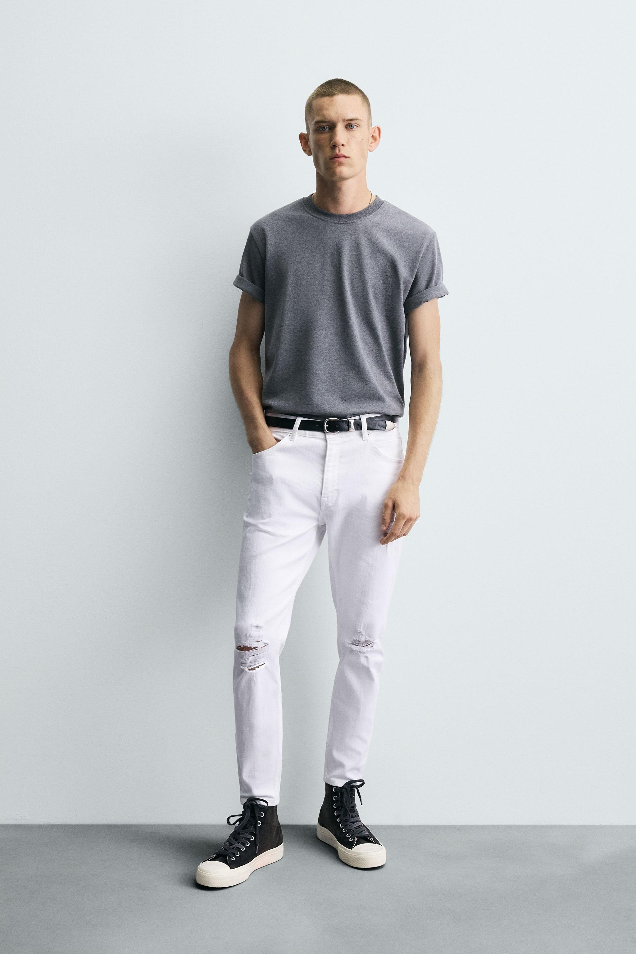 RIPPED SKINNY FIT JEANS - White | ZARA Japan / 日本