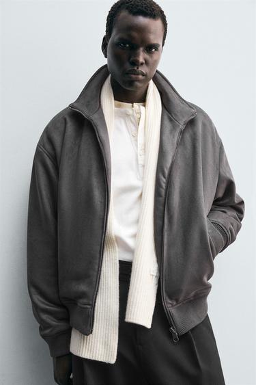 BLOUSON EFFET DAIM - Gris anthracite de Zara - Image 4