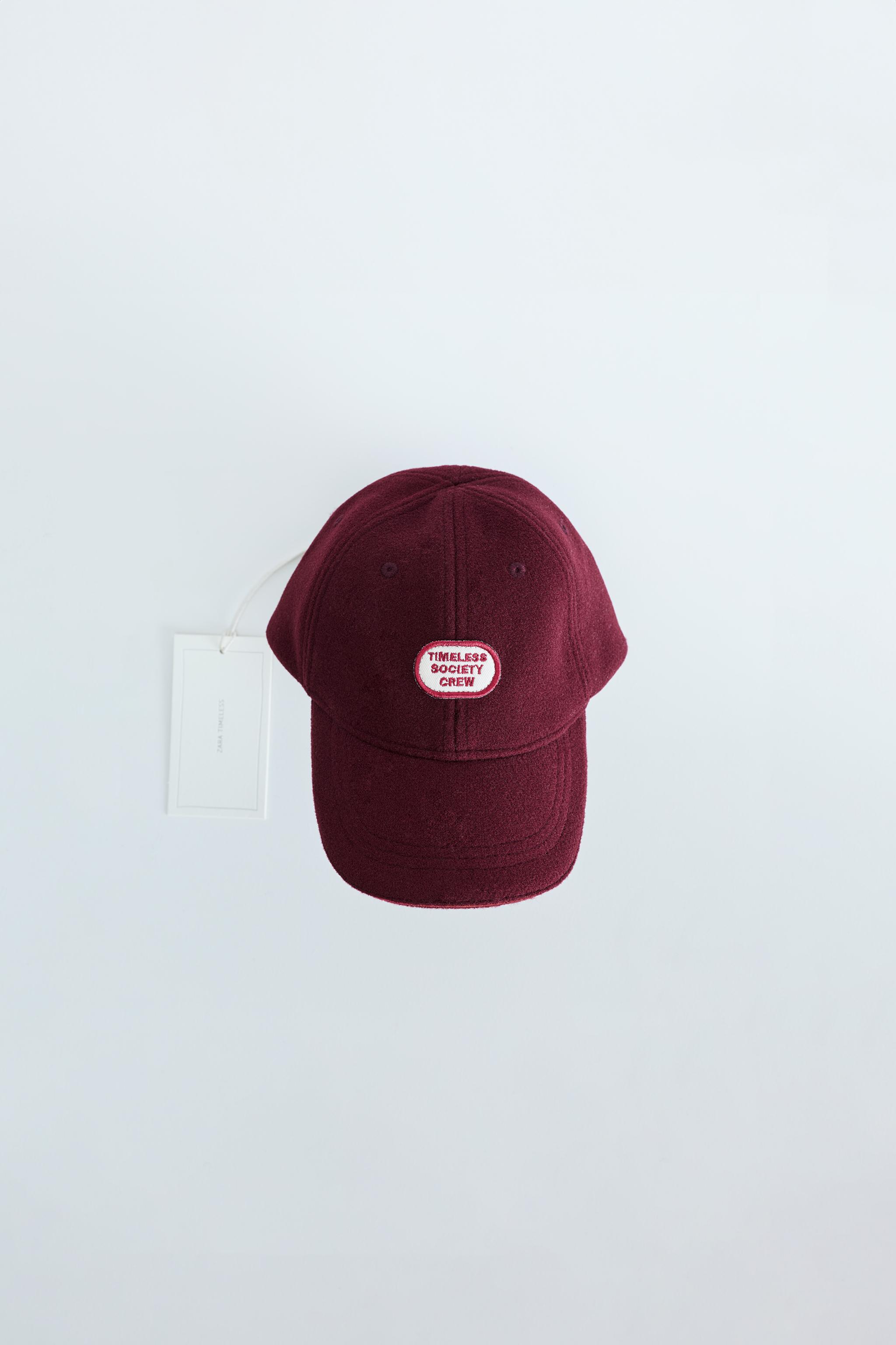 ZARA TIMELESS - WOOL PATCH CAP — Maroon