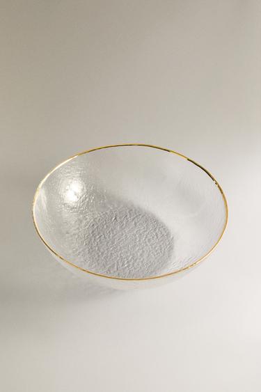 SALADIER EN VERRE RELIEF BORD DORÉ - 990 de Zara - Image 1