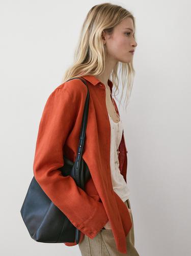 Camisa fluida 100% lino - Naranja de Zara