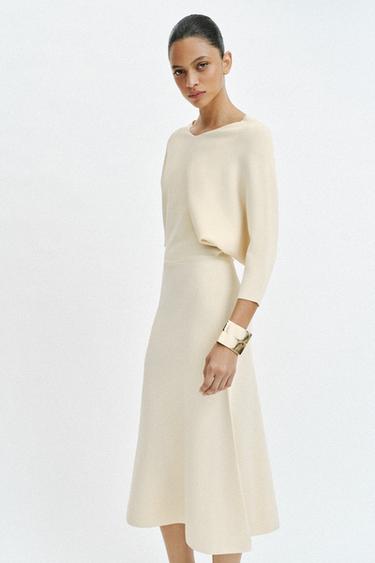 KNIT MIDI DRESS - Ecru by Zara - Image 1