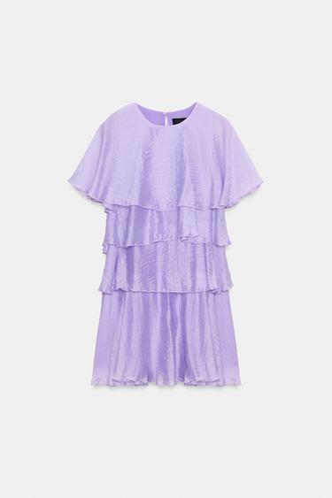 ROBE COURTE À VOLANTS - Lilas clair de Zara - Image 6