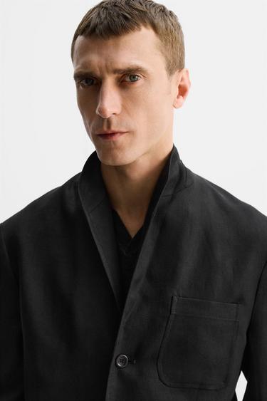 RELAXED FIT 100% LINEN LIMITED EDITION SUIT BLAZER - Black by Zara - Image 5