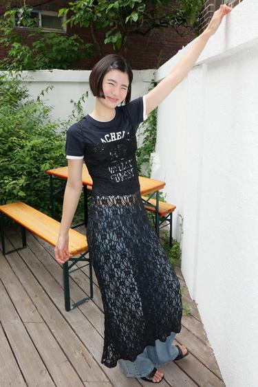 Zara LACE MAXI DRESS - Black