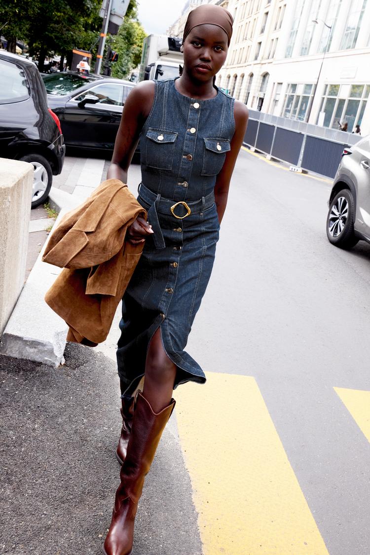 Z1975 DENIM DRESS WITH BELT Blue ZARA India