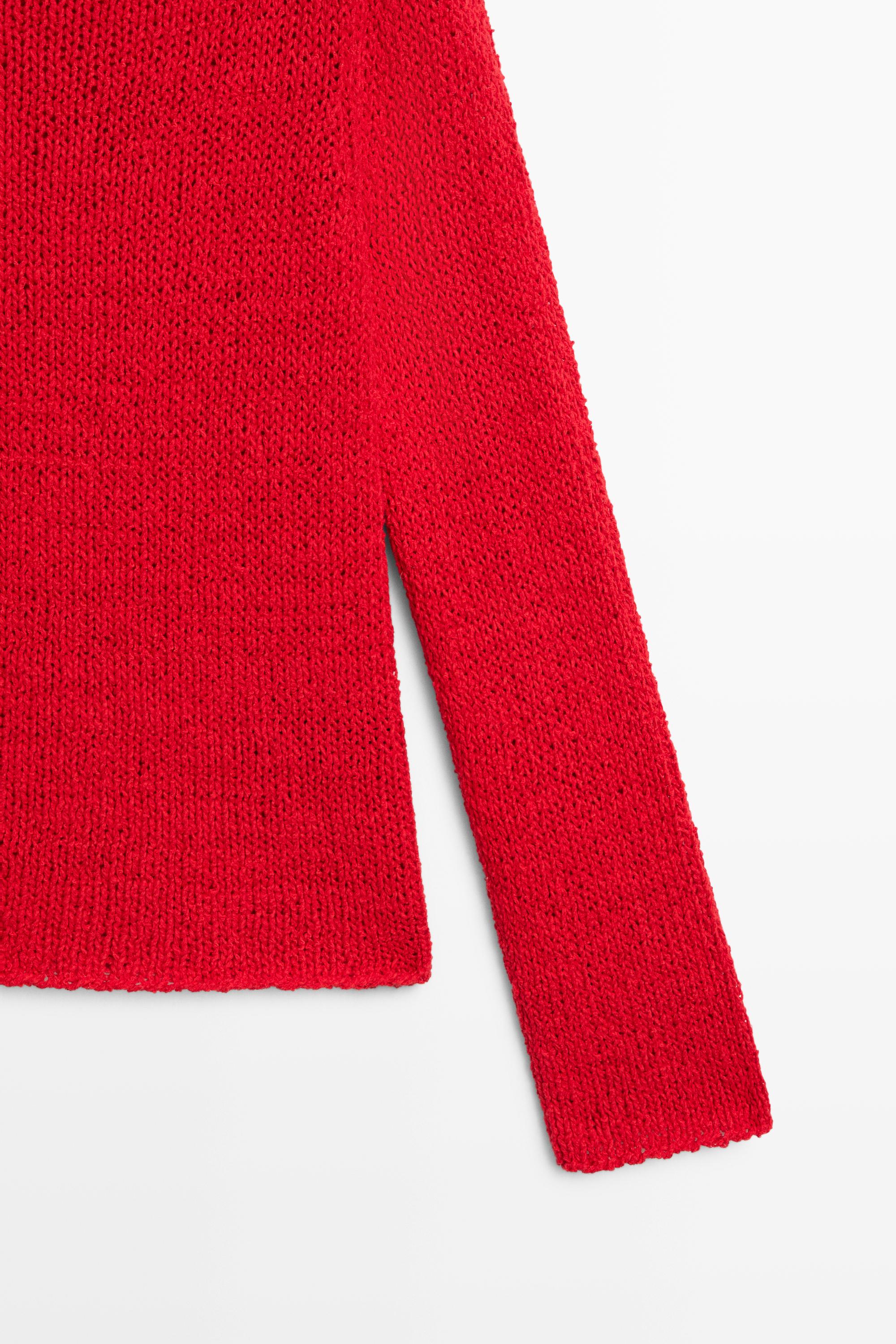 Cotton blend knit boat neck sweater