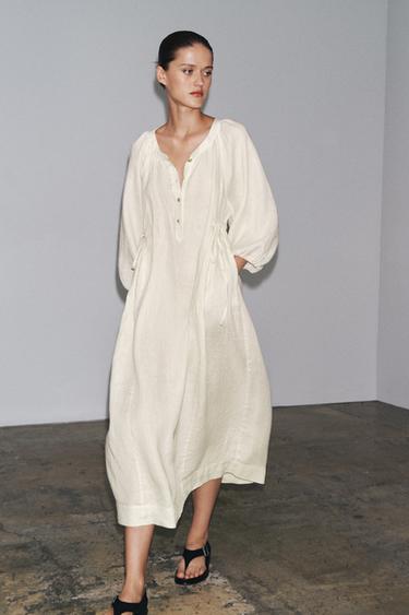 100% LINEN TUNIC DRESS ZW COLLECTION - Ecru by Zara - Image 0