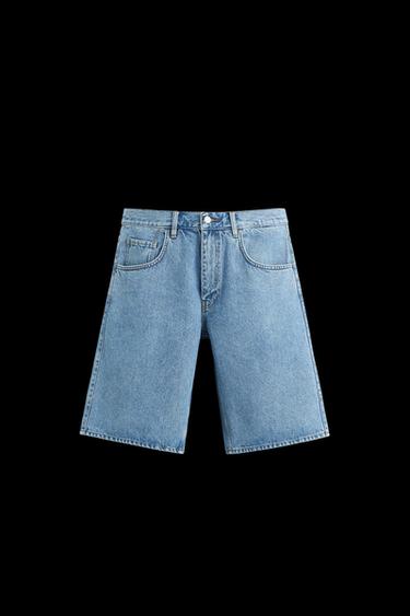 Zara BAGGY FIT DENIM SHORTS - Blue - Image 0
