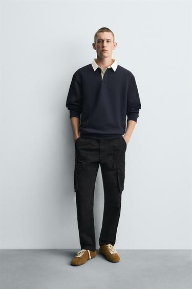 RELAXED FIT CARGO TROUSERS - Black by Zara