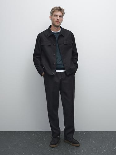 Cazadora total look 100% lino - Marino de Zara