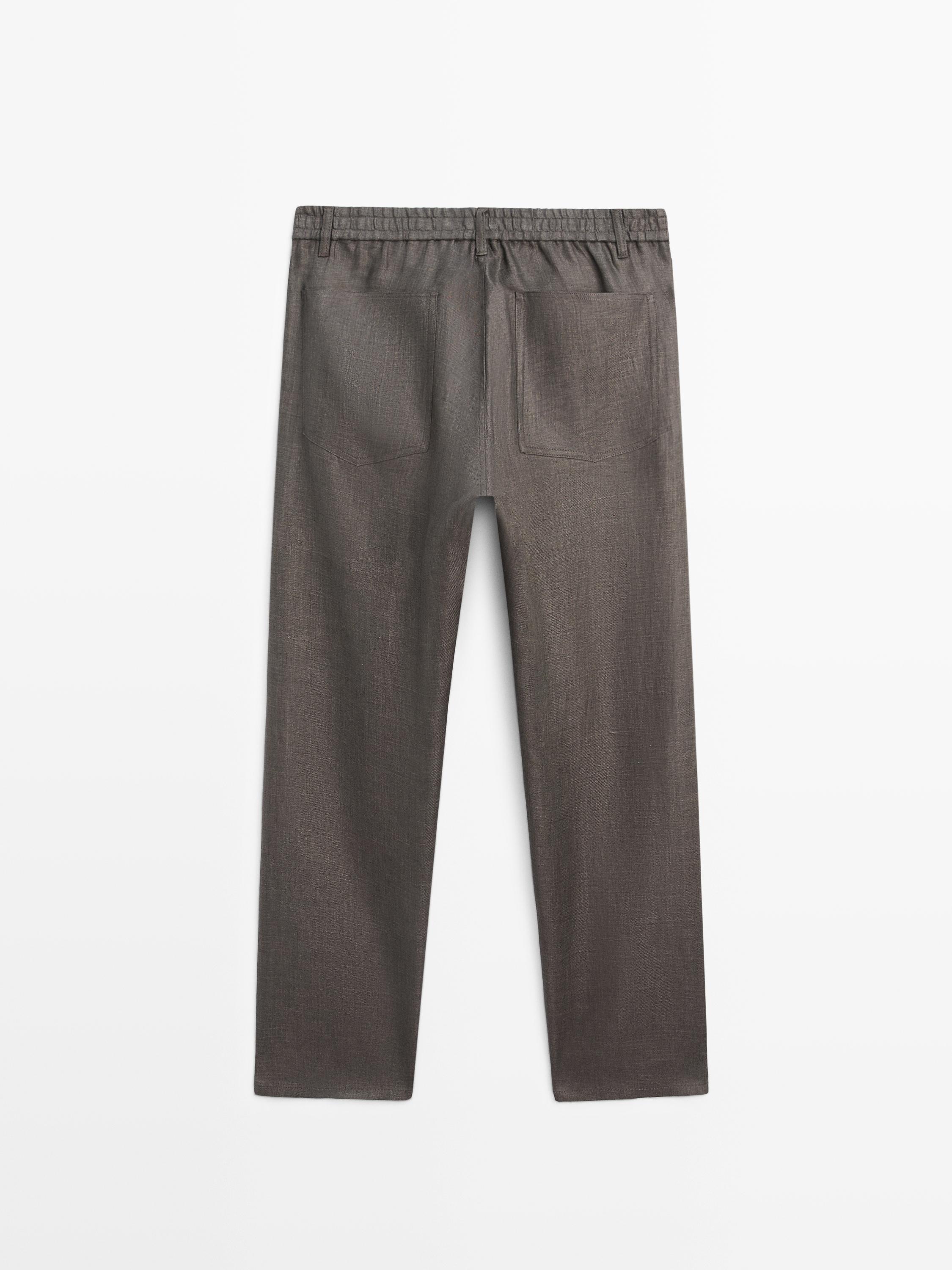 Faux jean semi-jogger en lin