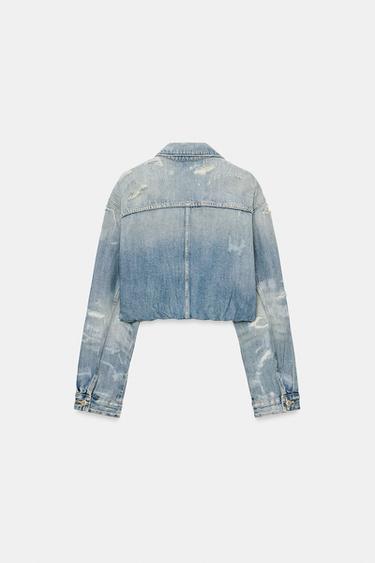 TRF RIPPED DENIM JACKET - Blue by Zara - Image 9