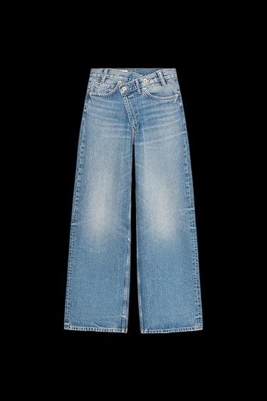 TRF WIDE-LEG HIGH-WAIST JEANS WITH CROSSOVER WAIST - Blue by Zara - Image 0