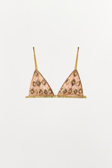 SOUTIEN-GORGE EN TULLE À FANTAISIE - Moutarde de Zara