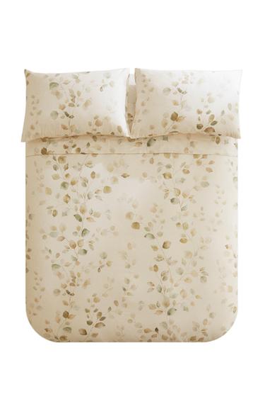 Zara SATEEN DUVET COVER WITH LEAF PRINT - Ecru