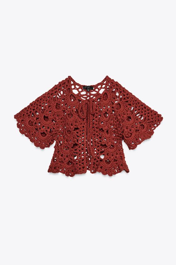 HÁČKOVANÝ KARDIGAN - Terakota od Zara - Obrázek 4