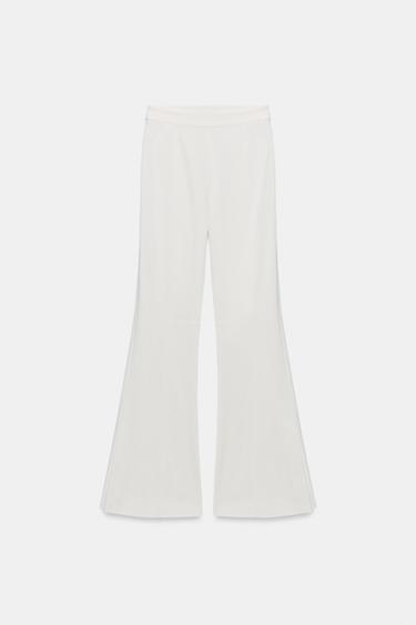 Zara ZW COLLECTION FLARE PANTS WITH VENTS - Oyster-white
