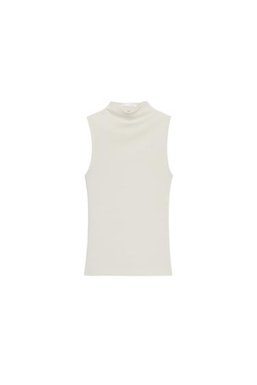 COTTON MODAL TOP - Stone by Zara