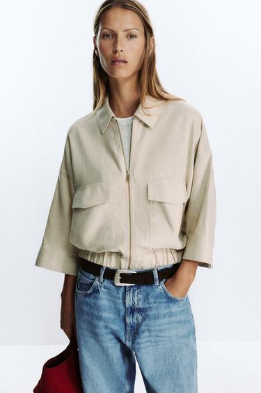 VESTE SAHARIENNE EN LIN - Sable de Zara - Image 1