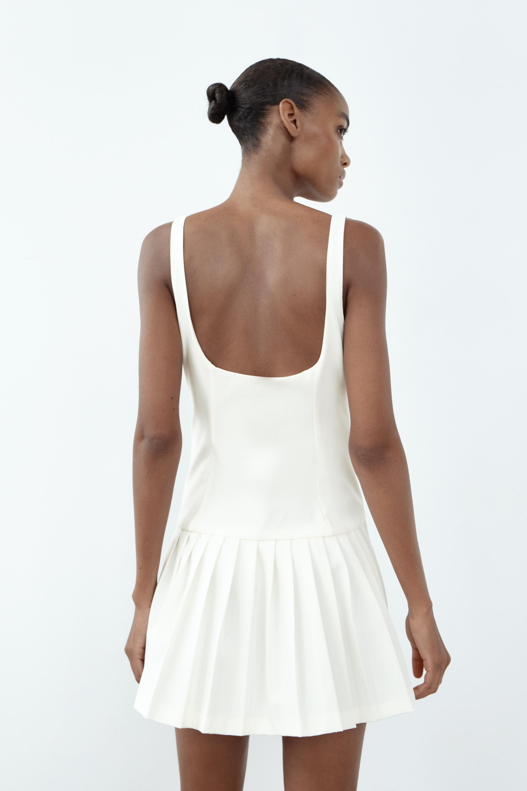 PLEATED TABS DRESS - Oyster-white | ZARA United States