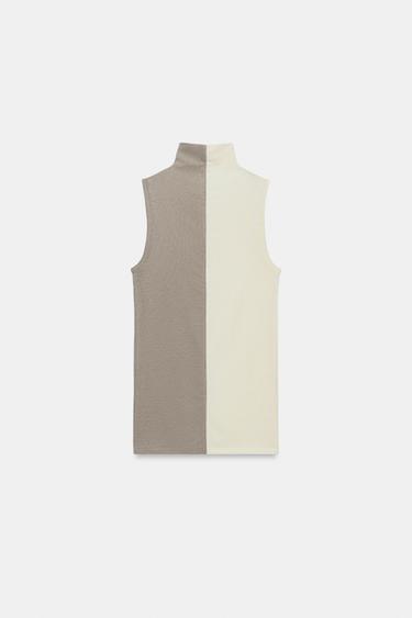 HALTER SLEEVELESS T-SHIRT - Ecru / Beige by Zara - Image 3