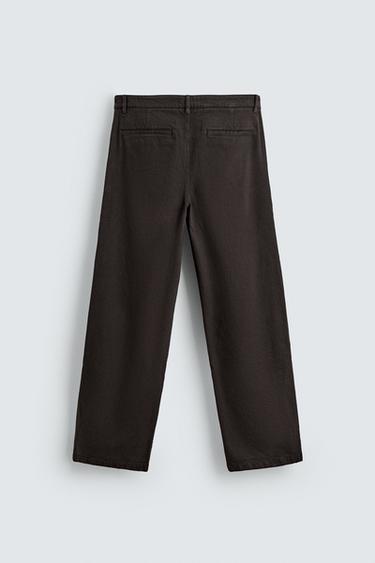 PANTALON STRAIGHT FIT À PLIS - Marron de Zara - Image 7
