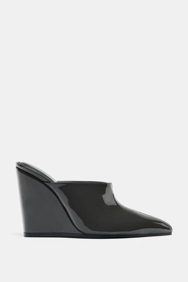 TACÓN CUÑA ACHAROLADO - Gris de Zara