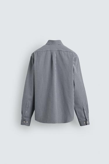 WASHED TEXTURED OXFORD SHIRT - Navy / White by Zara - Image 7