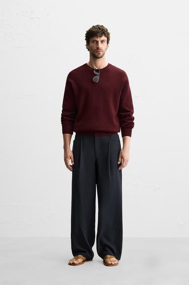 CAMISOLA DE MALHA PONTO PÉROLA - Bordeaux da Zara