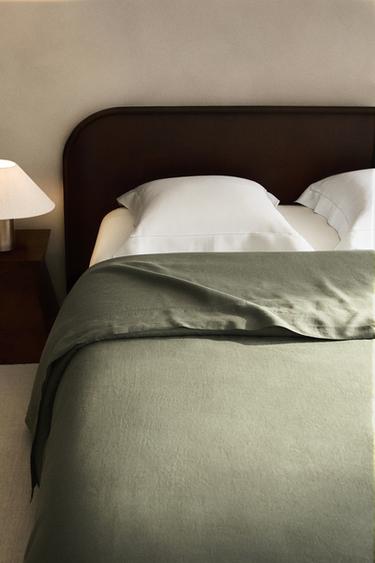 WASHED LINEN DUVET COVER (140 GxM²) - Green / Blue by Zara
