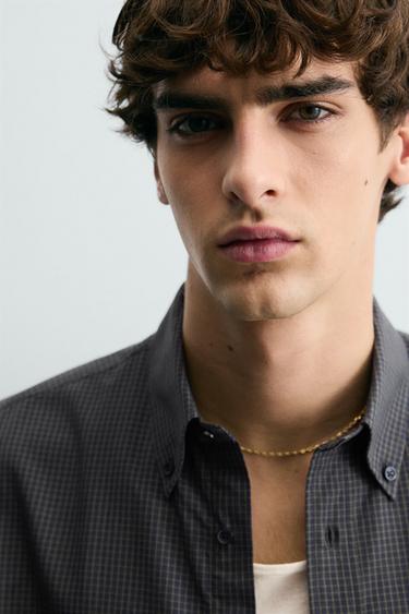 CHEMISE STRUCTURÉE À CARREAUX - Bleu de Zara - Image 5