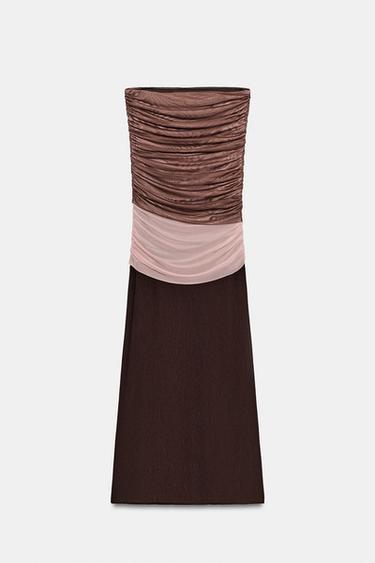 BANDEAU MIDI DRESS - Light brown by Zara - Image 4