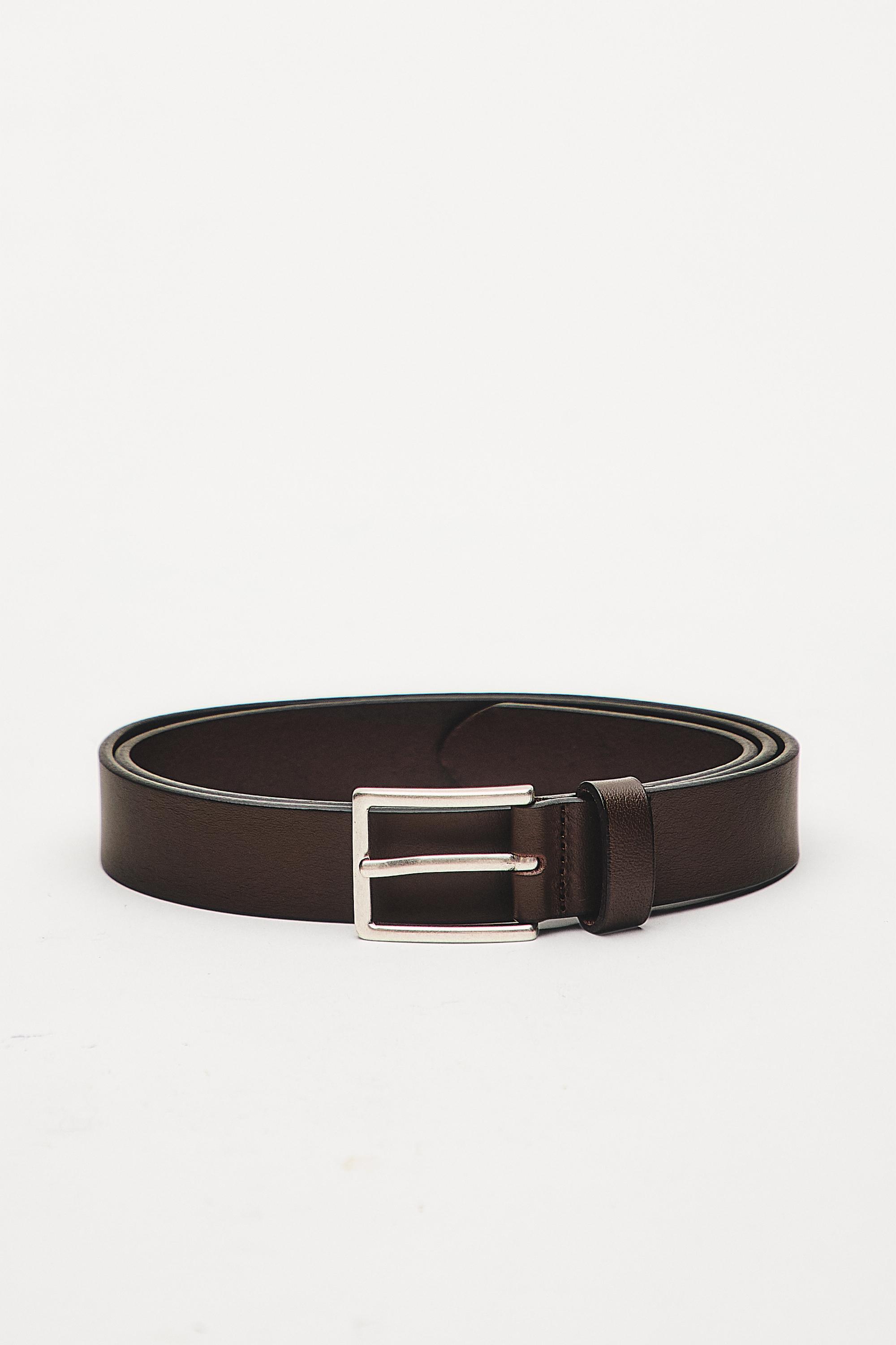 Nappa leather belt with rectangular buckle — Brown
