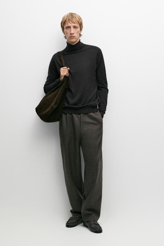 Zara Cotton blend knit high-neck sweater - Grays - Image 0