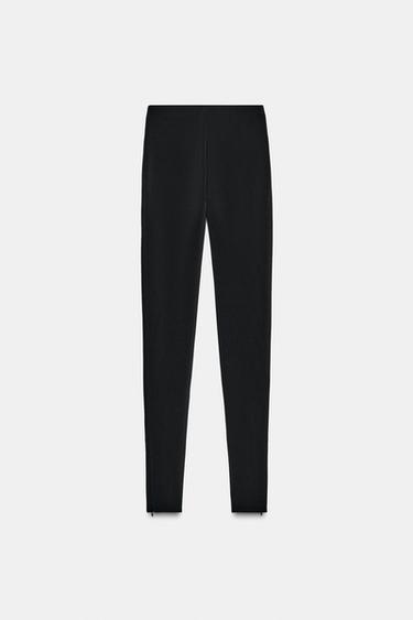 CREPE LEGGINGS WITH ZIPS - Black by Zara - Image 4