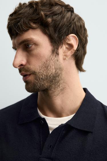 POLO EN MAILLE 100 % LAINE - Bleu marine de Zara - Image 4