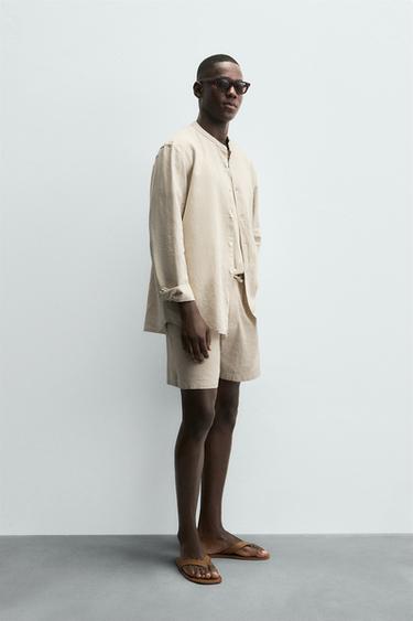 BERMUDA AVEC LIN - Beige clair de Zara - Image 3