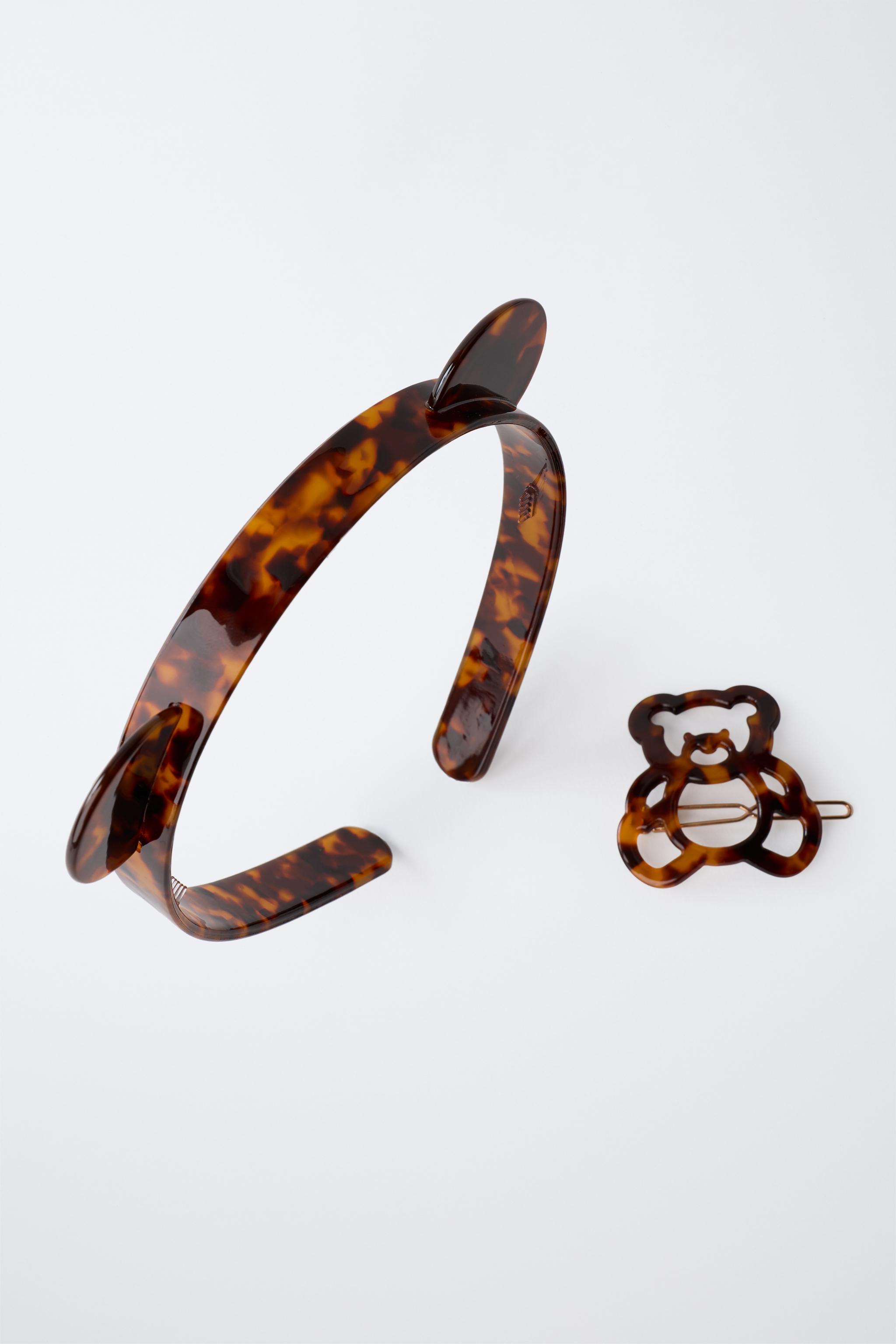 Детские аксессуары Zara BEAR HEADBAND AND TORTOISE-EFFECT CLIP SET — фото 4