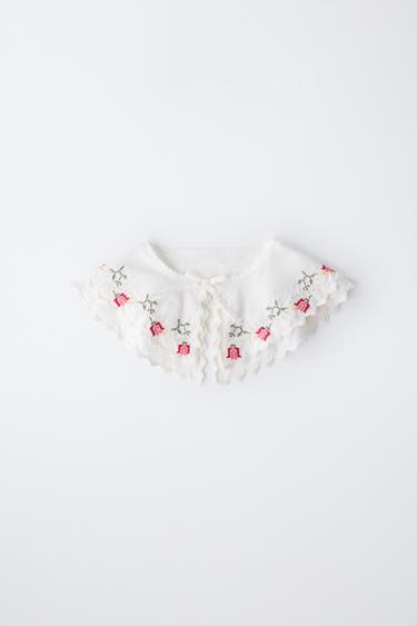 CROSS STITCH EMBROIDERED POPLIN COLLAR - White by Zara