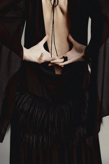 LIMITED EDITION FAUX FUR SASH DRESS - Black by Zara - Image 1
