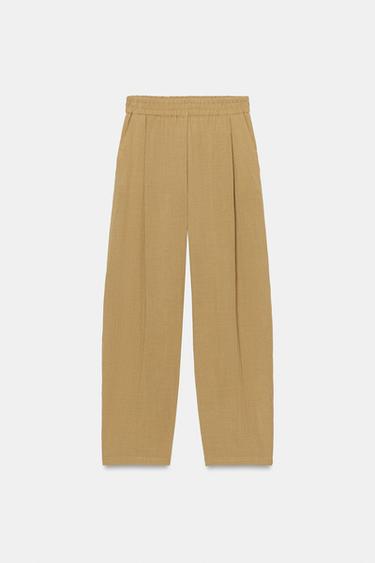 بنطلون منسدل بخصر مرن - مِحْمر الخاص بـ Zara