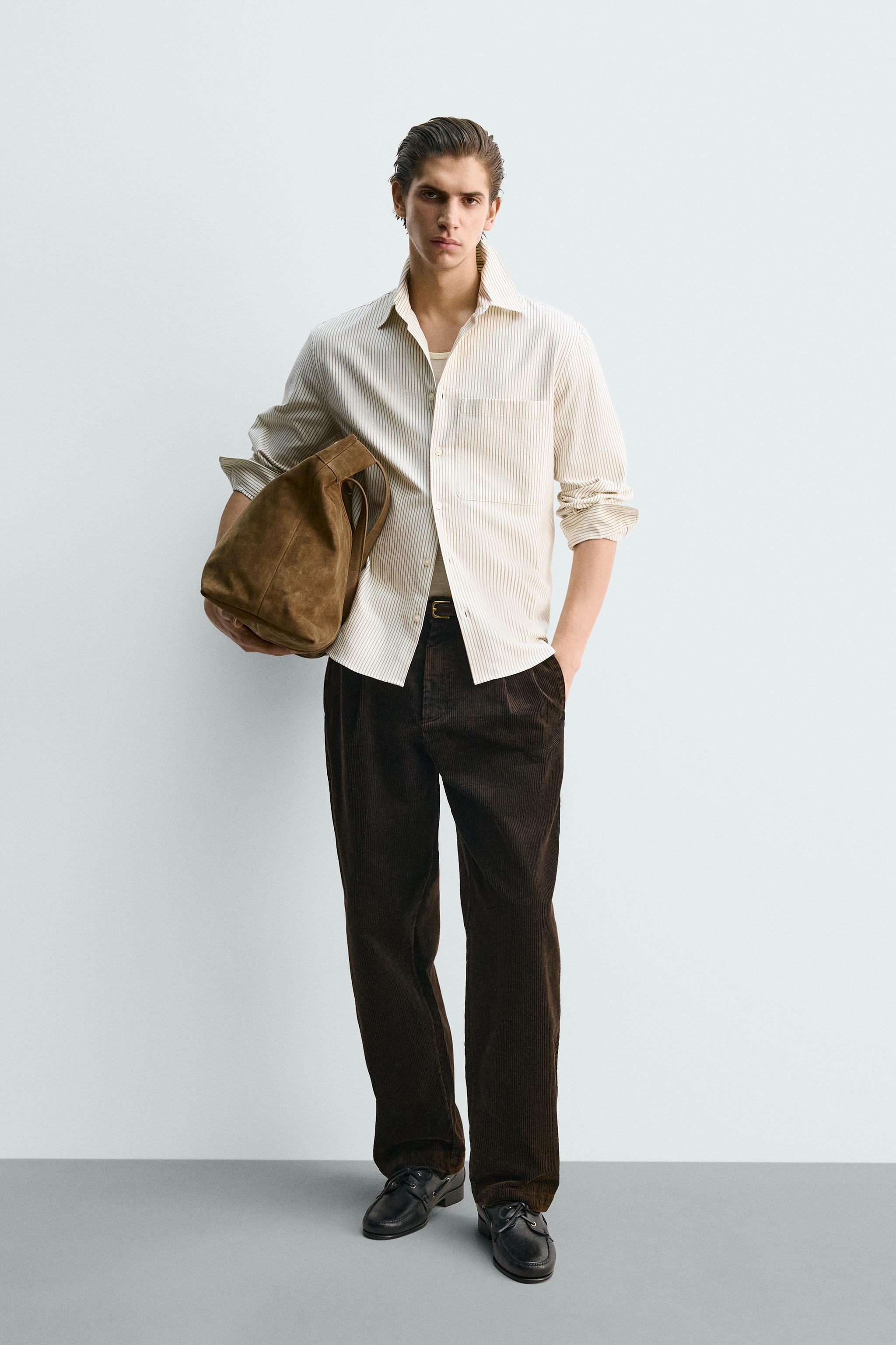 TEXTURED STRIPED OXFORD SHIRT