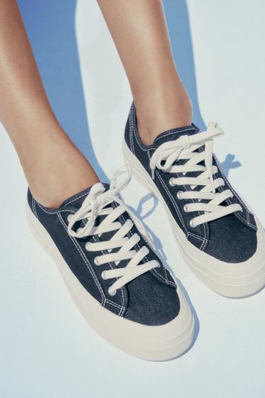 DENIM FABRIC TRAINERS - Denim Blue by Zara - Image 1